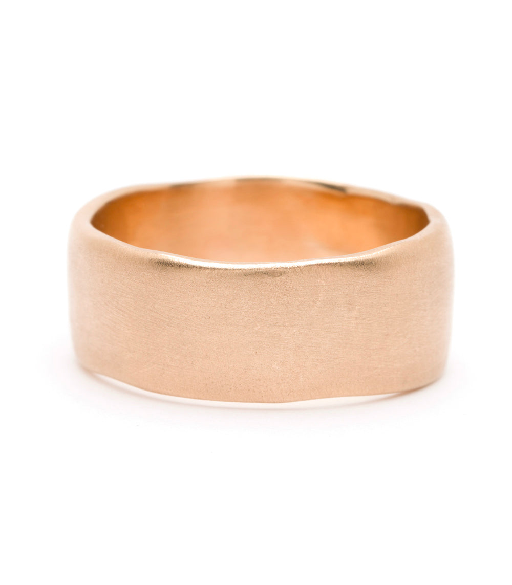 10mm Rose Gold Torn Paper Edge Mens Wedding Band