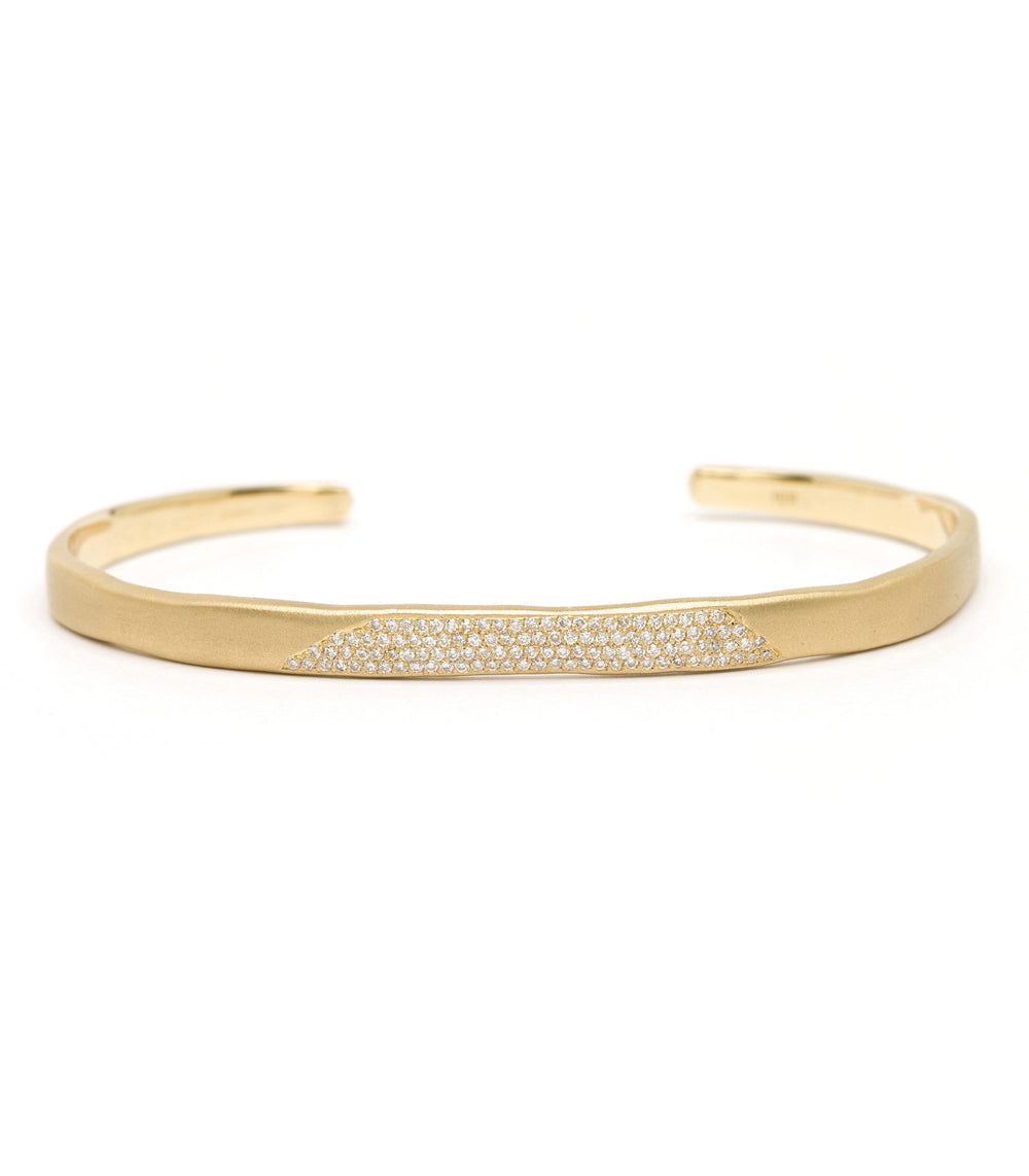 14k Matte Gold Pave Diamond Patch Cuff