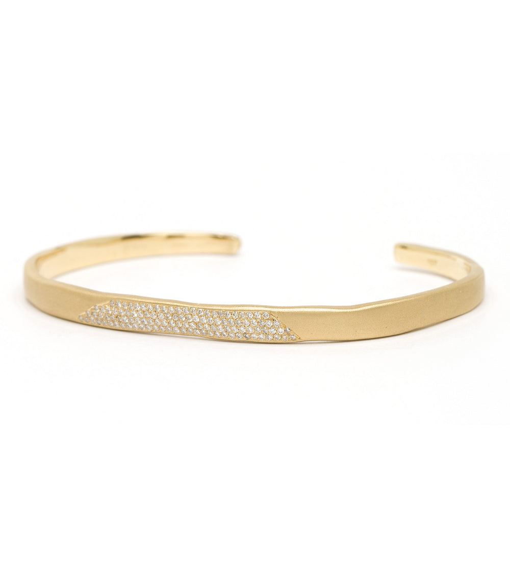 14k Matte Gold Pave Diamond Patch Cuff