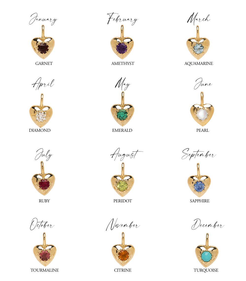 Heart Collet Birthstones