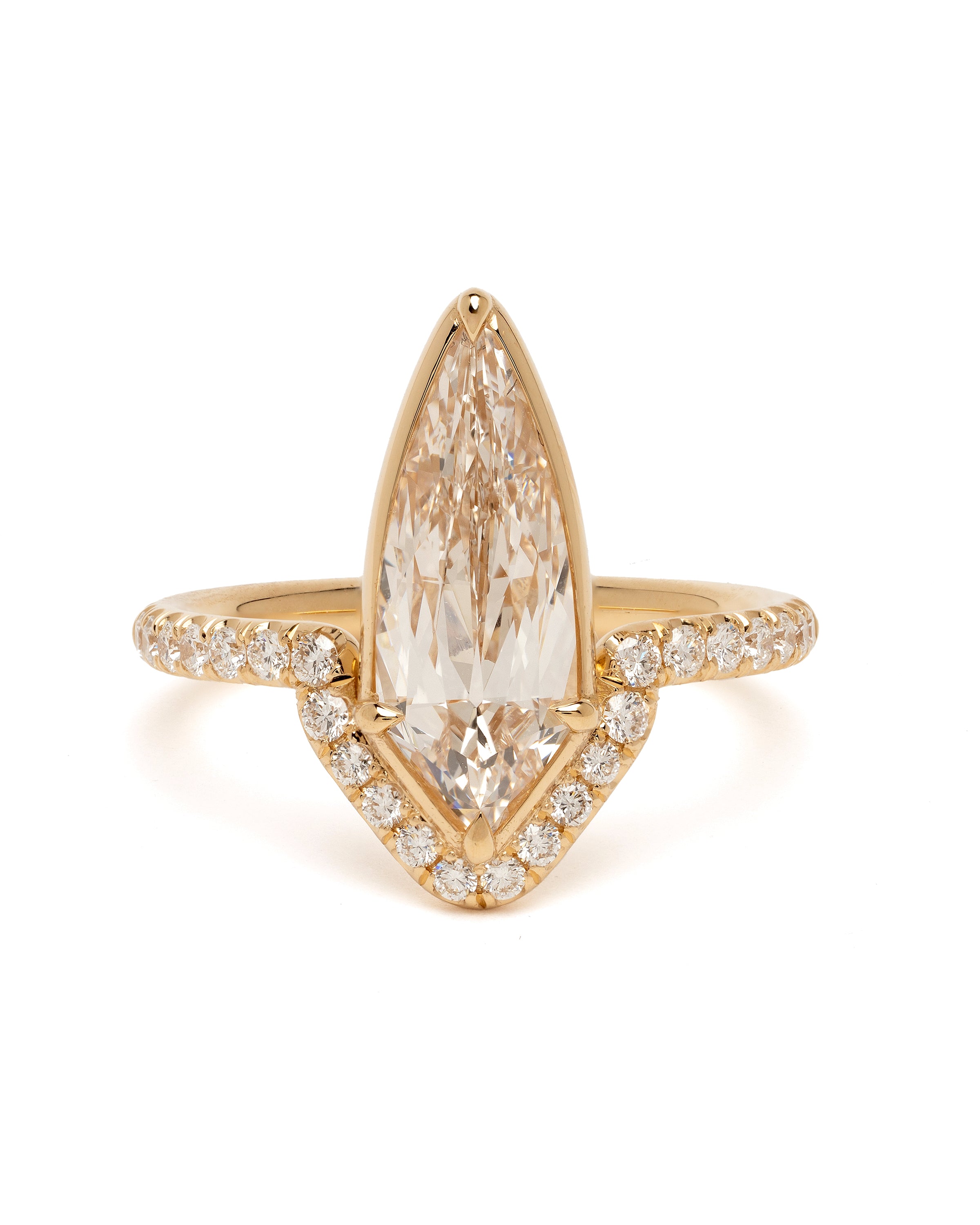 Kite Shape Diamond Alternative Engagement Ring Champagne A