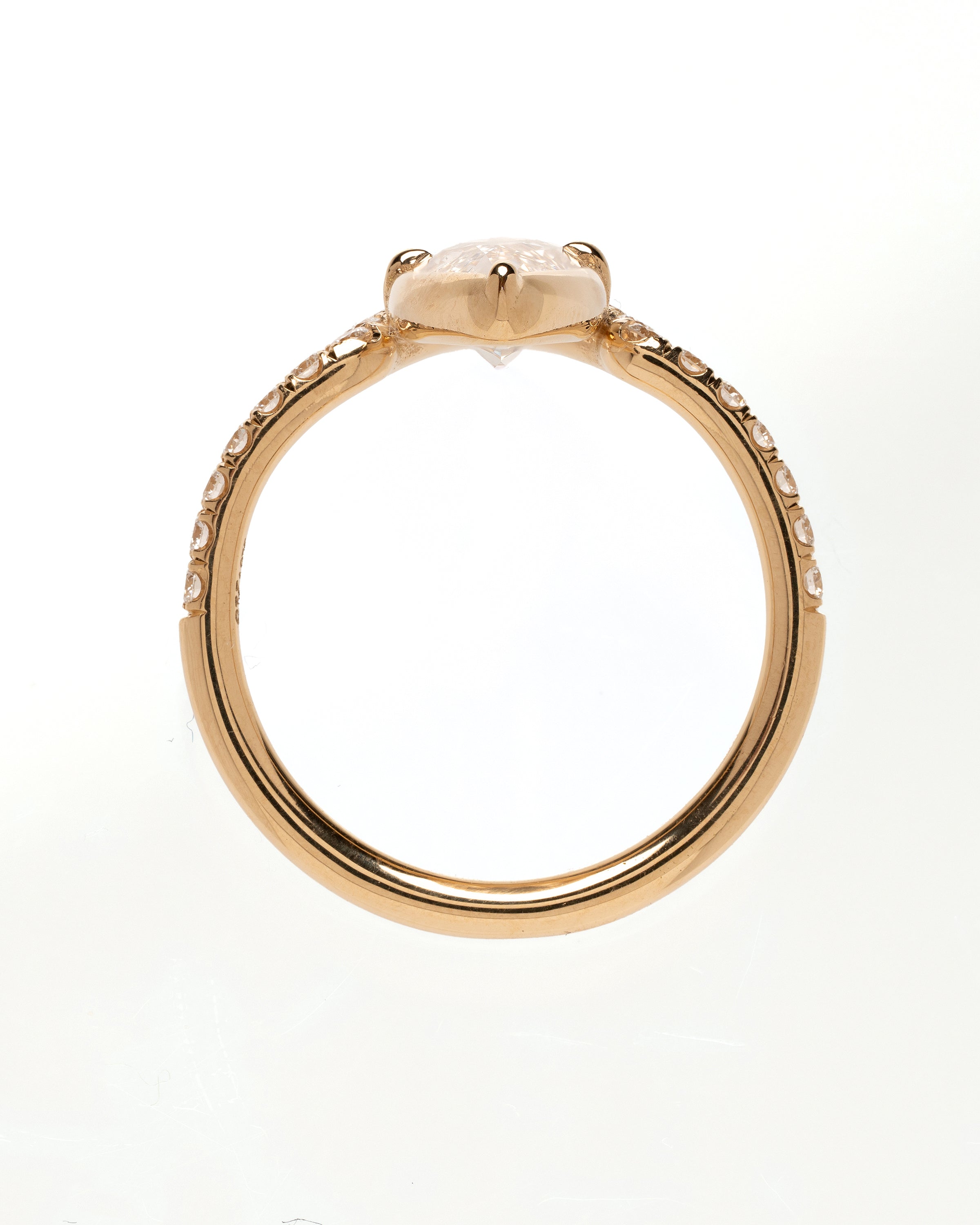 Kite Shape Diamond Alternative Engagement Ring Champagne C