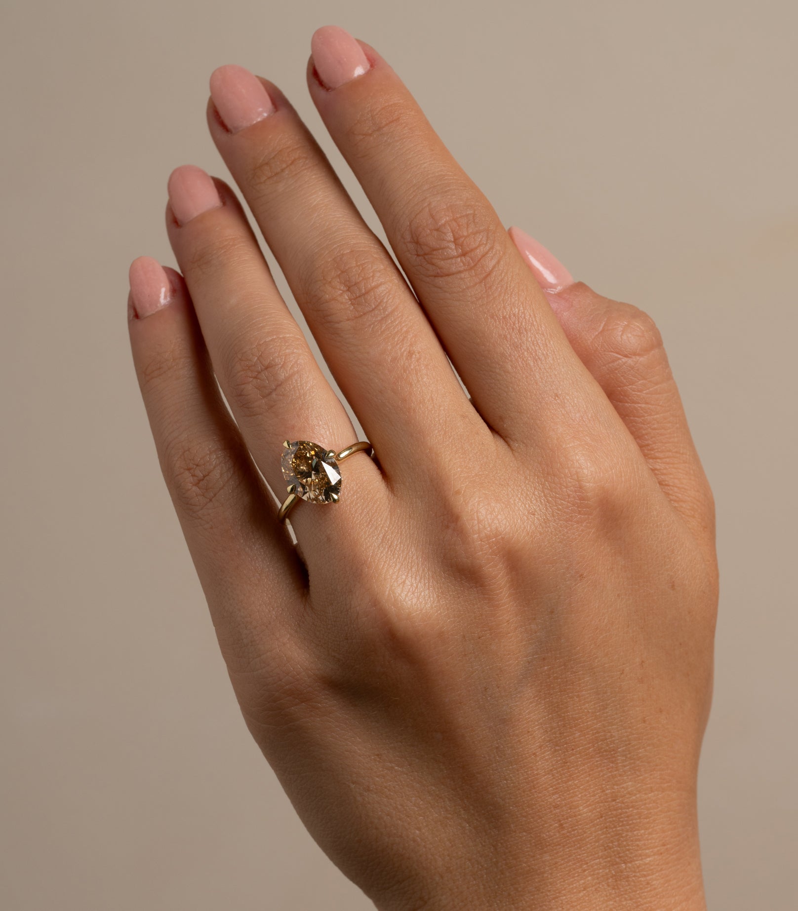 Natural Champagne Oval Diamond Unique Engagement Rings
