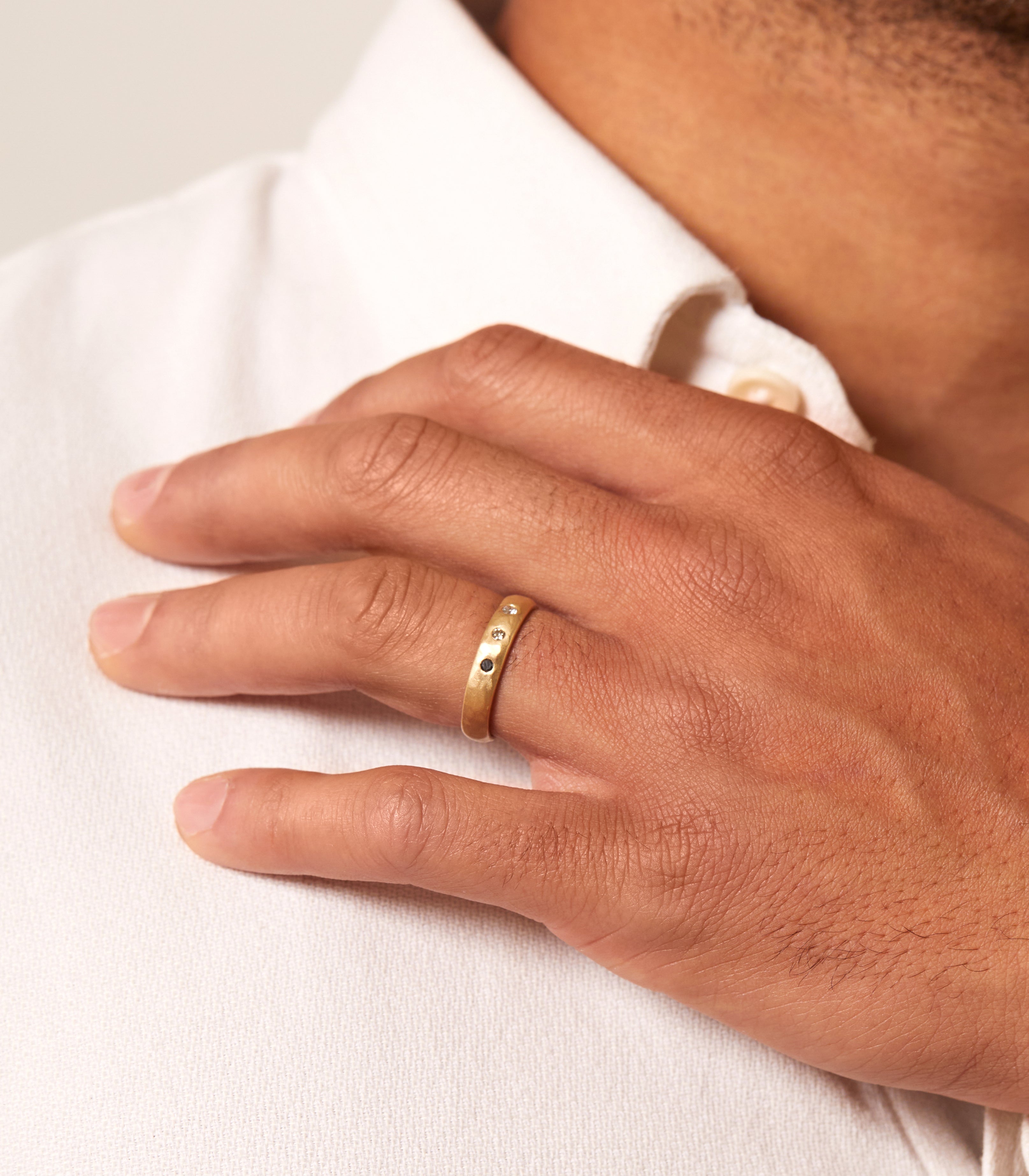 Ombre Diamond Unique Gender Neutral Wedding Bands