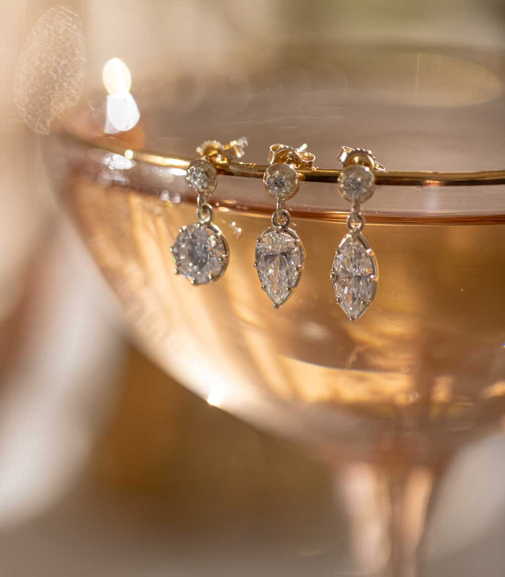 Sk E117 Lab Diamond Dangle Earrings