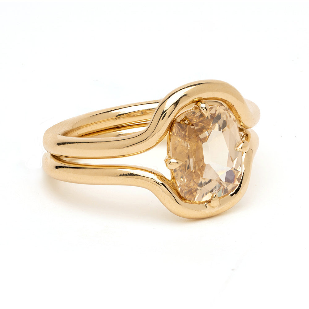 Antique Cushion Champagne Diamond Engagement Ring