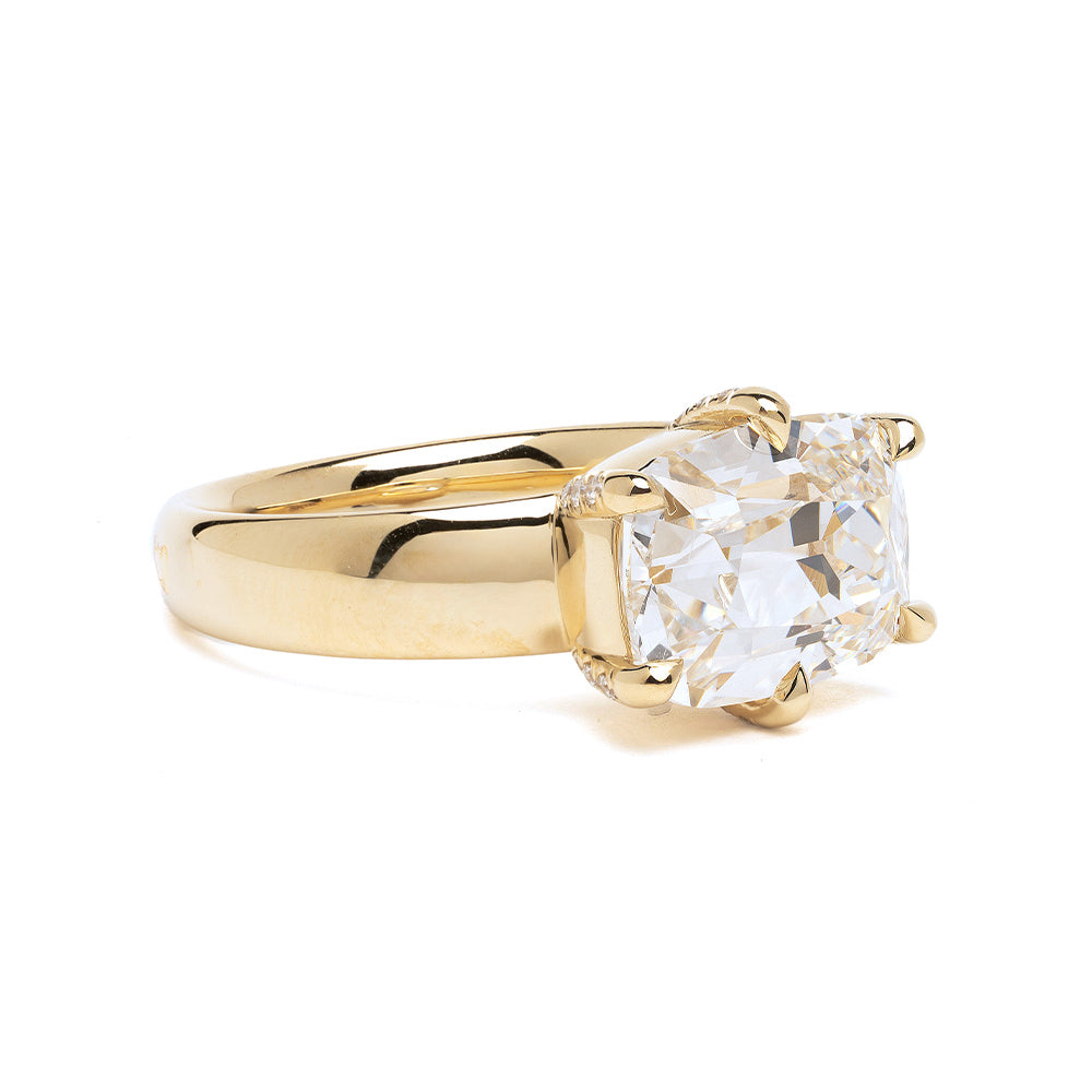 Antique Elongated Cushion Diamond Engagement Ring Sk R62 Lgd Ew Omc Cc 4.15