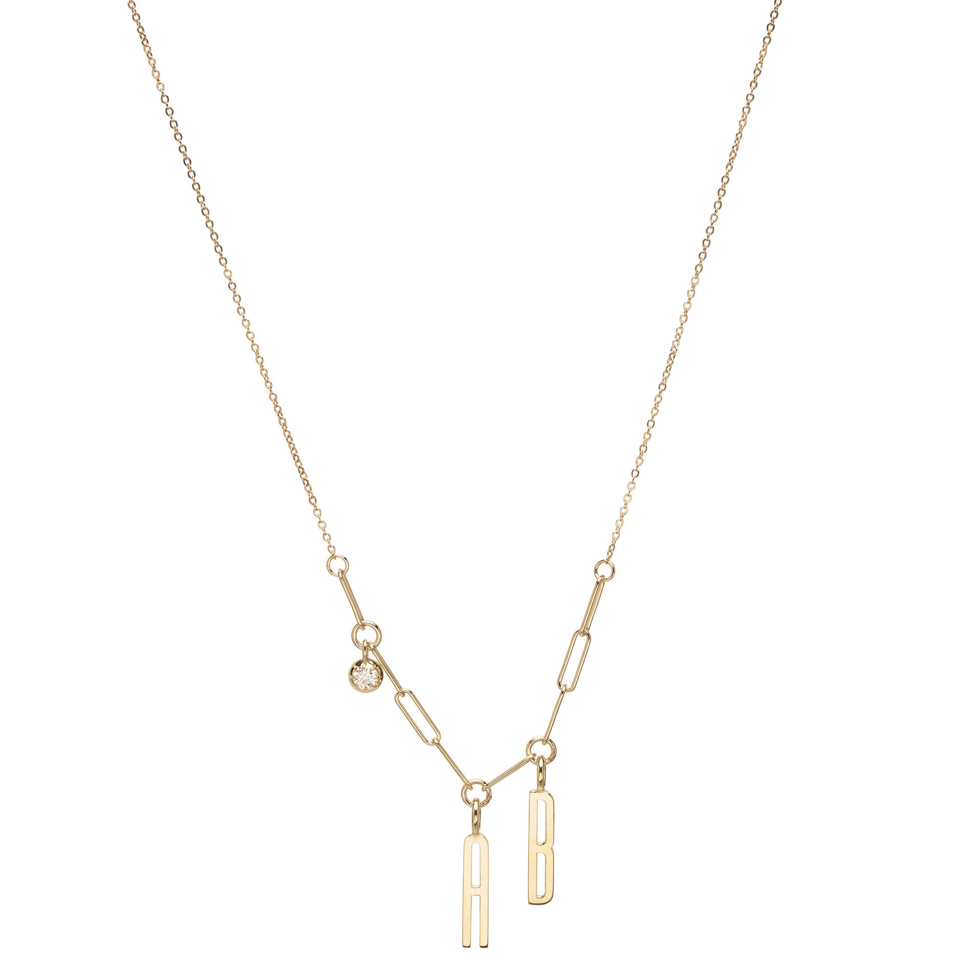 Double Initial Charm Necklace With Birthstone Id N7 1