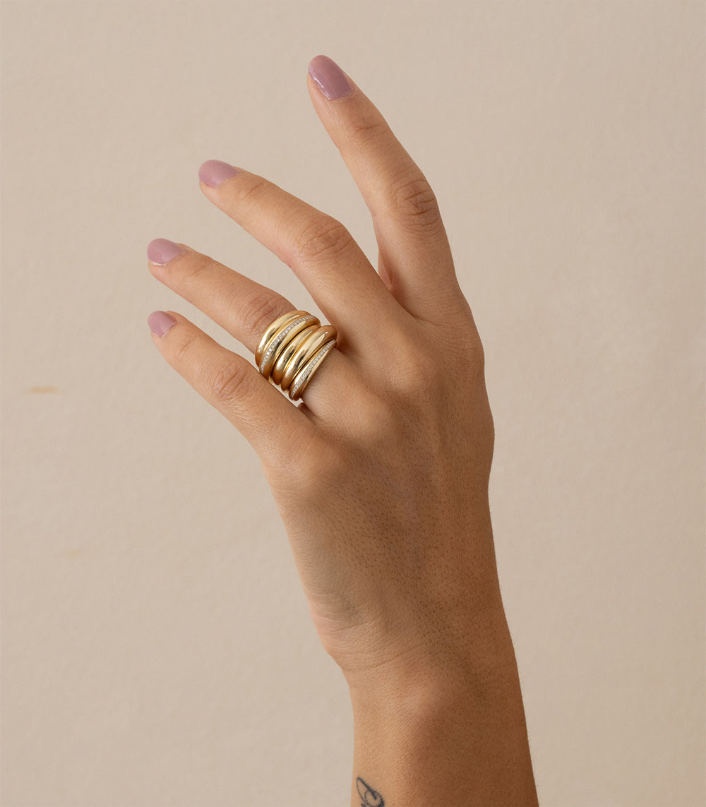 Gold Diamond Stacking Bands