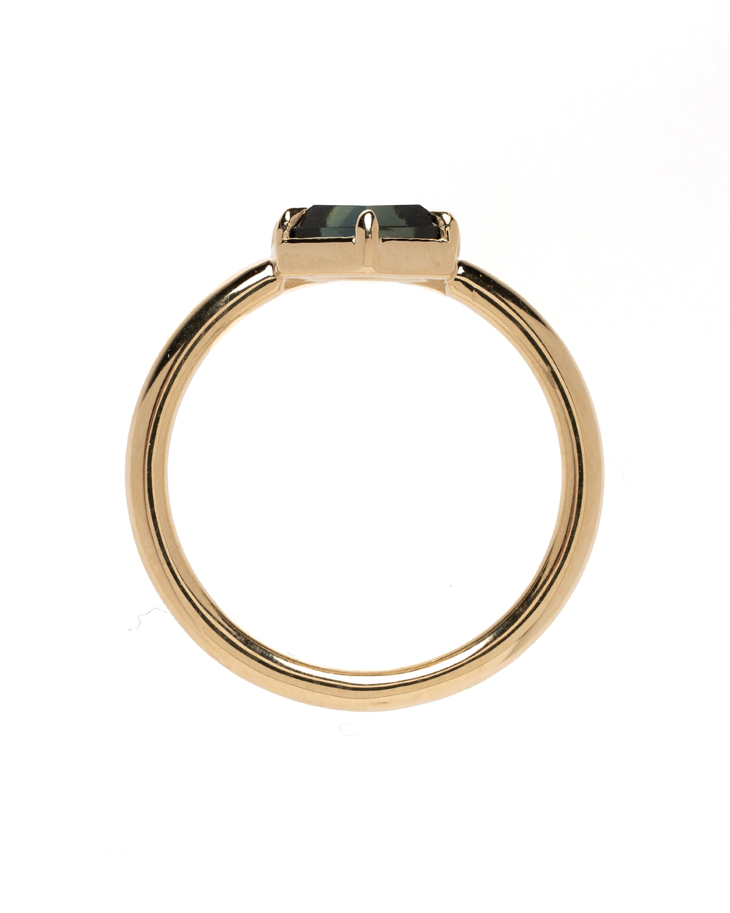 Hexagon Geometric Sapphire Low Profile Engagement Ring C