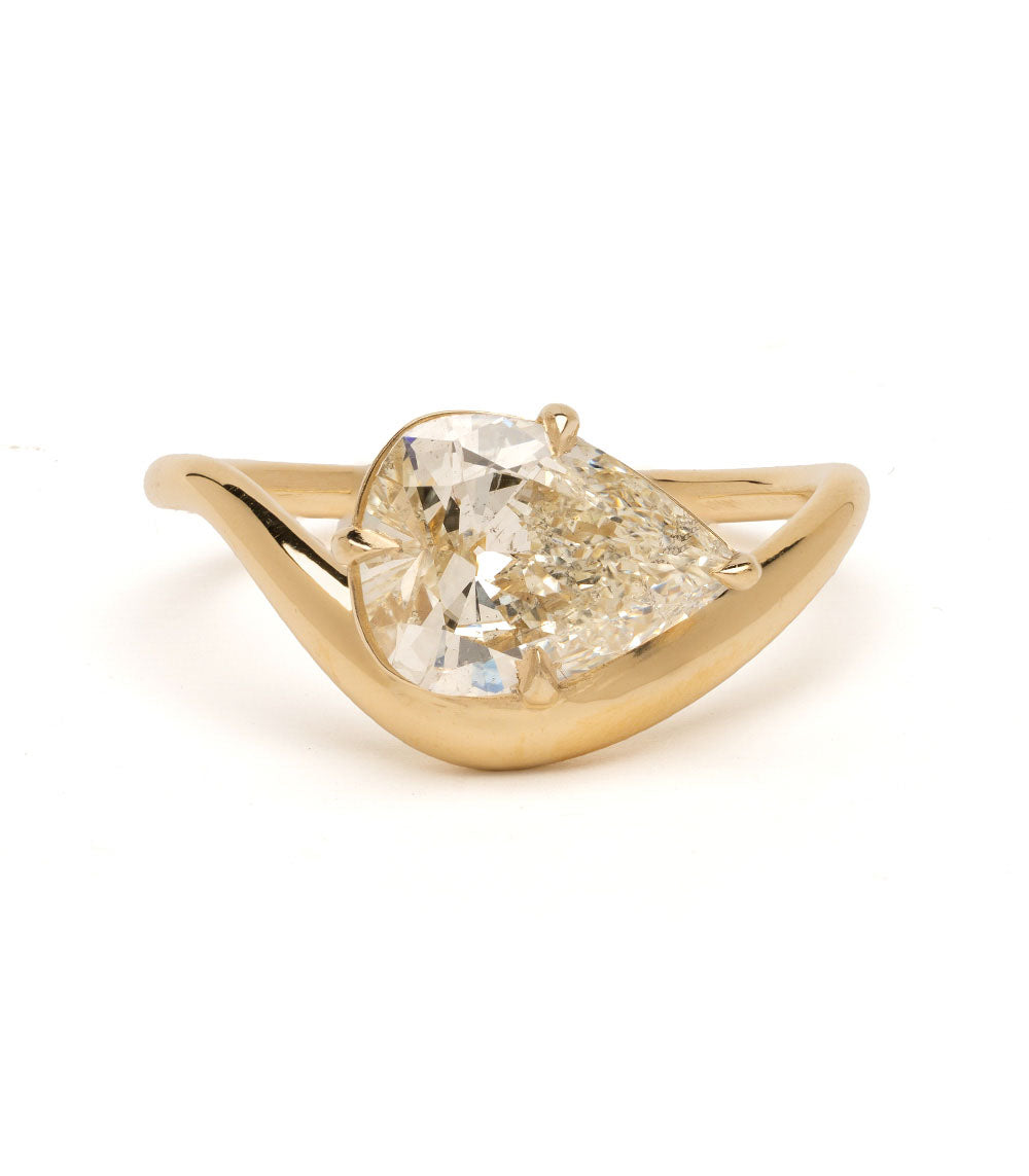Melt Solitaire East West Champagne Pear Engagement Ring 1