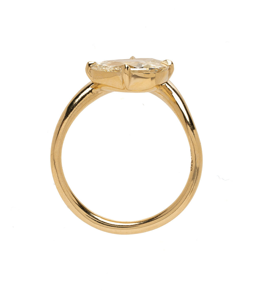 Melt Solitaire East West Champagne Pear Engagement Ring 3