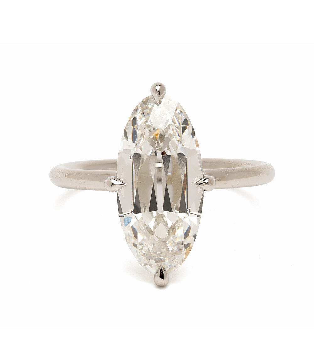 Platinum Unique Elongated Diamond Engagement Ring