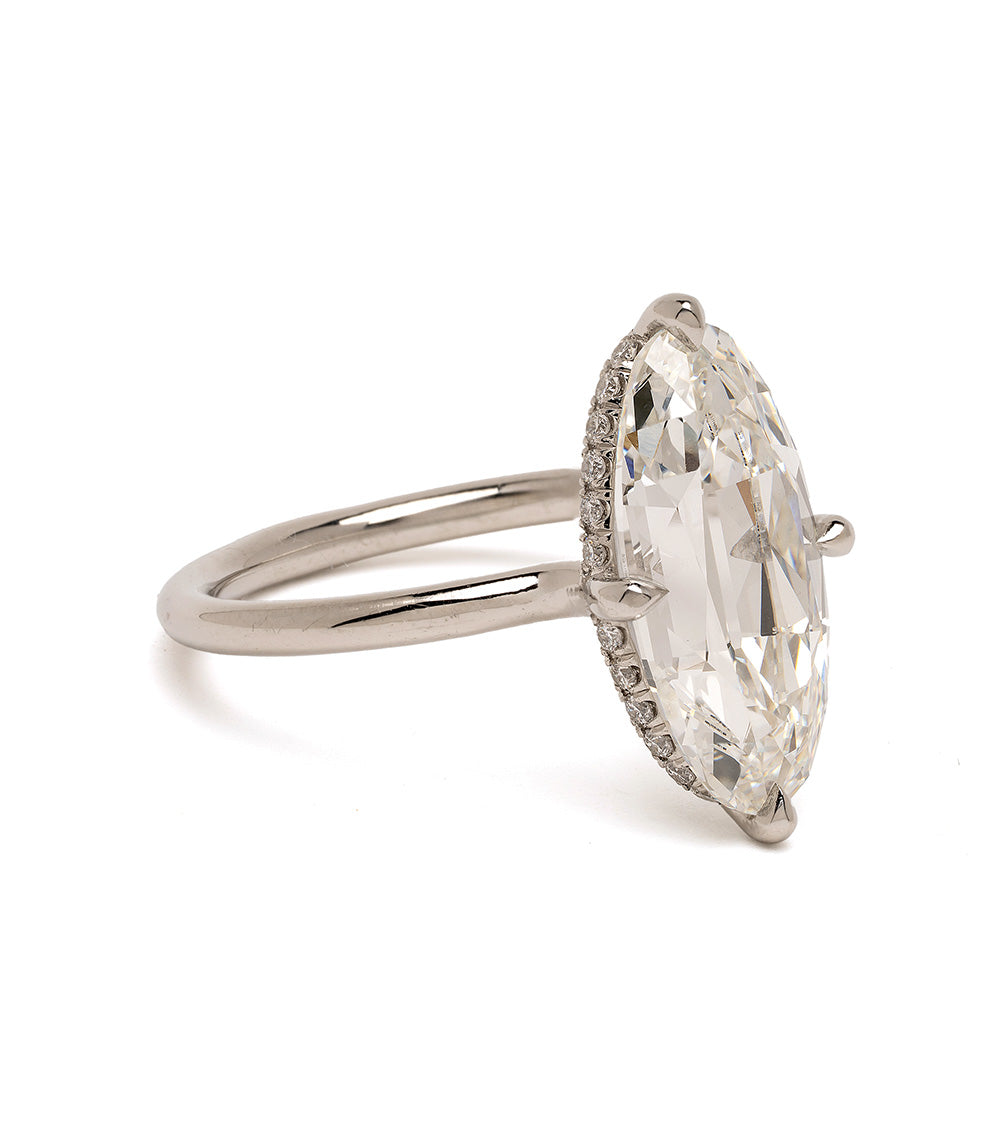 Platinum Unique Elongated Diamond Engagement Ring