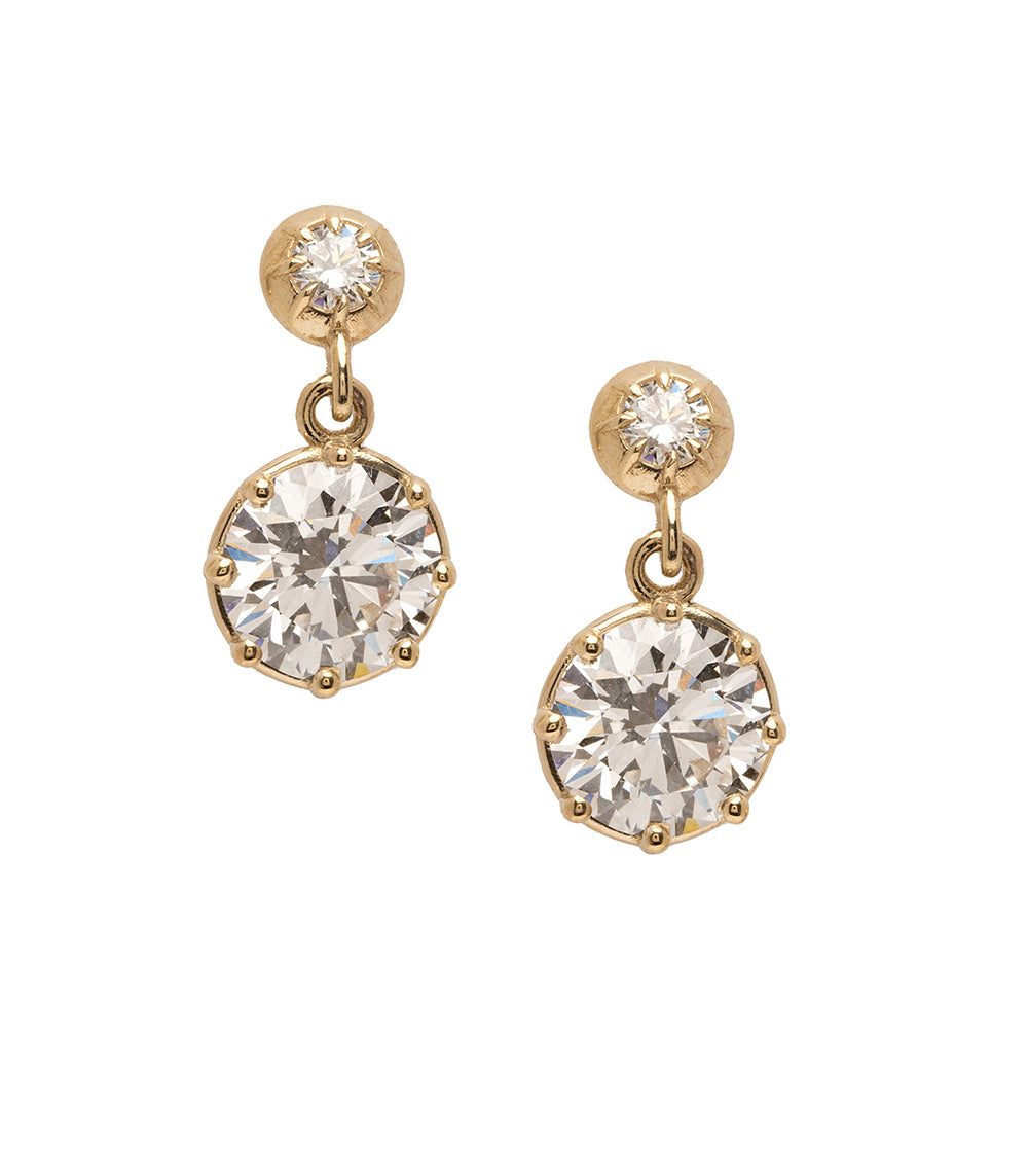 Round Diamond Drop Earrings For Engagement Rings For Women
