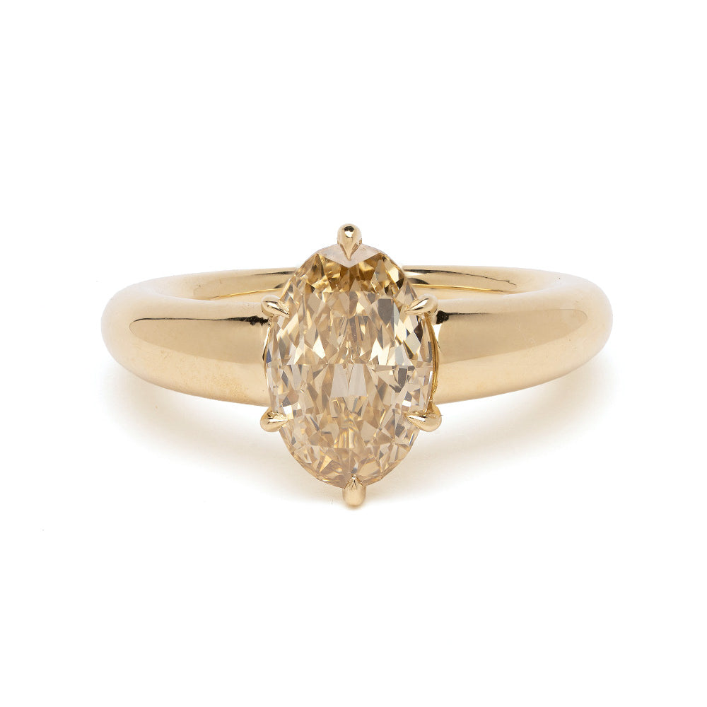 Unique Oval Champagne Diamond Engagement Ring
