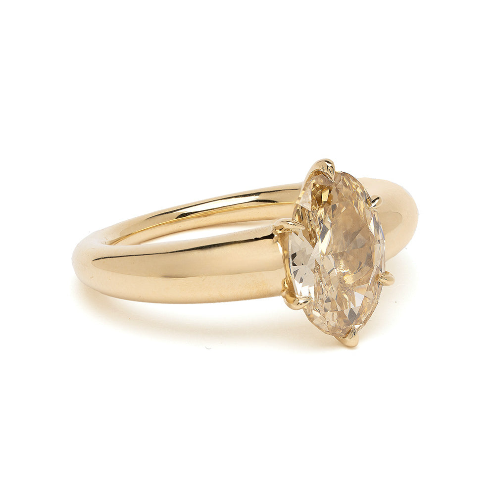 Unique Oval Champagne Diamond Engagement Ring
