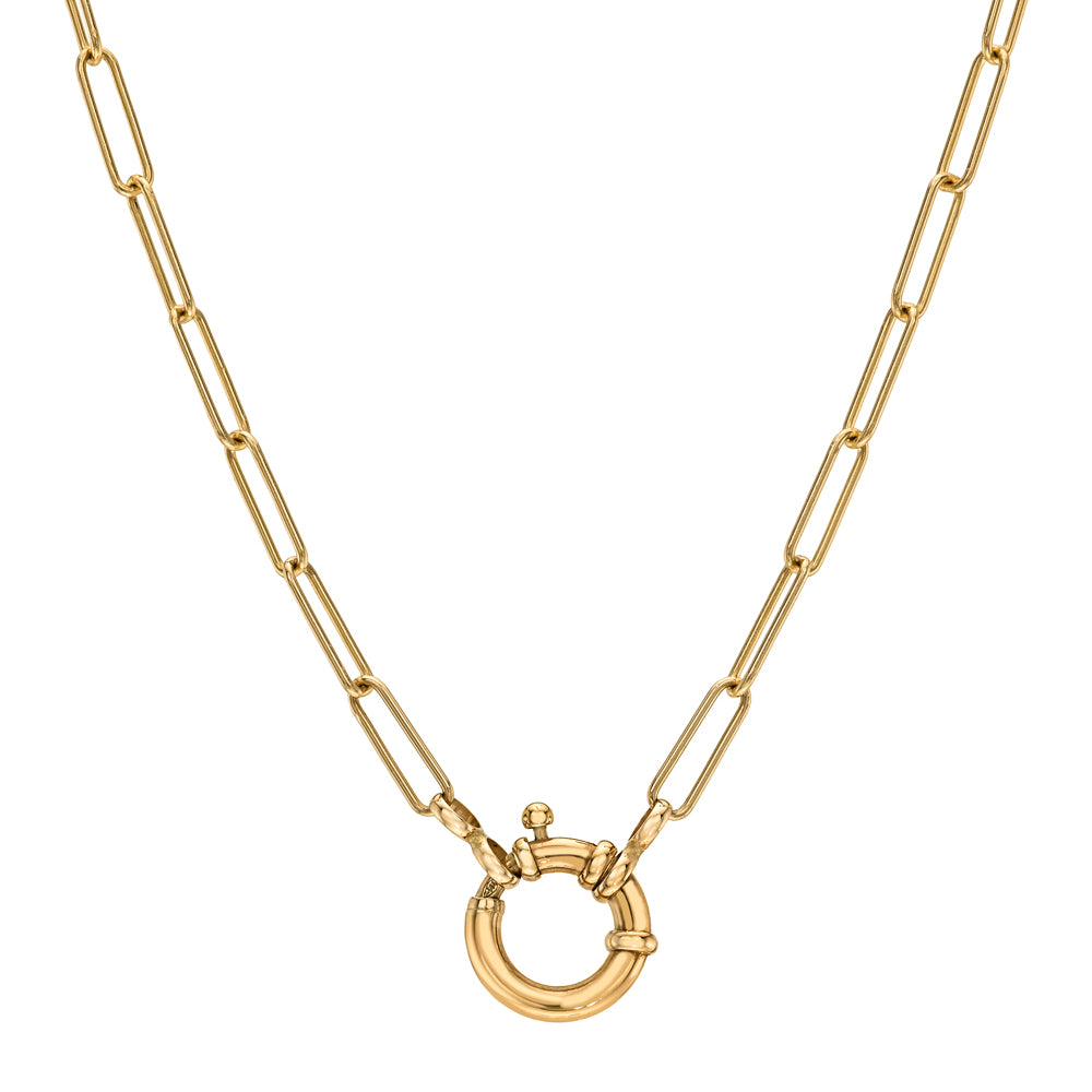 14k Yellow Gold Small Paperclip Chain With Charm Holder Clasp Center Sk Cn C7 Cc