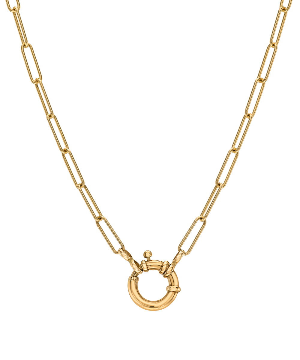 14k Yellow Gold Small Paperclip Chain With Charm Holder Clasp Center Sk Cn C7 Cc