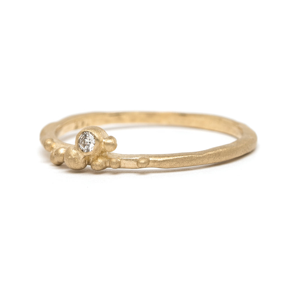 14k Matte Gold Diamond Boho Stacking Ring