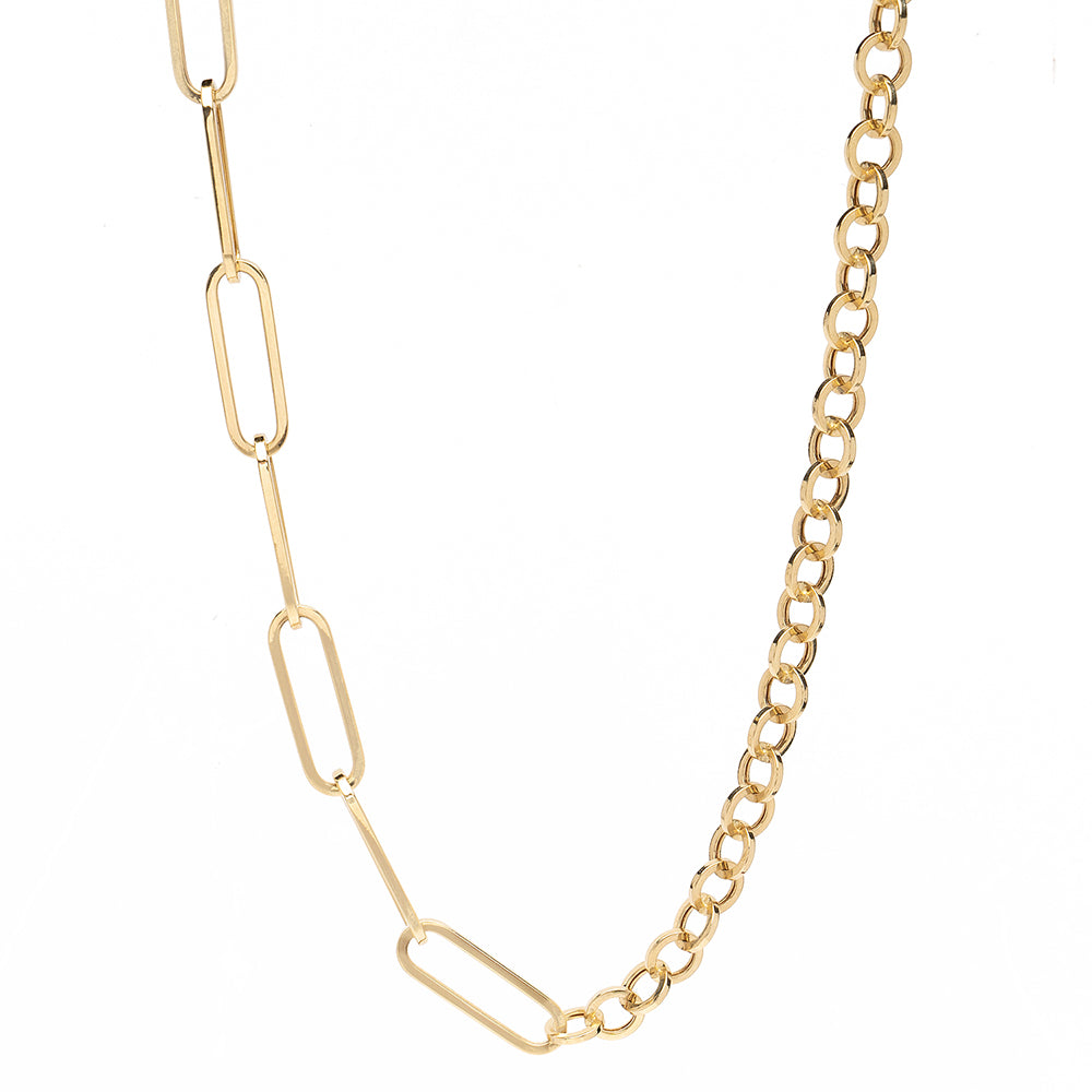 14k Yellow Gold Power Couple Paperclip Necklace