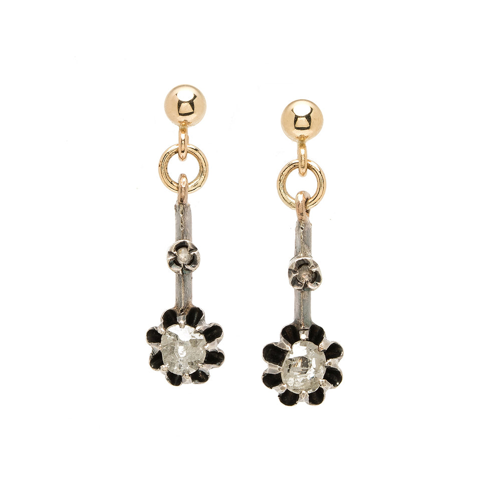 4.6mm Rose Cut Diamond Buttercup Earrings