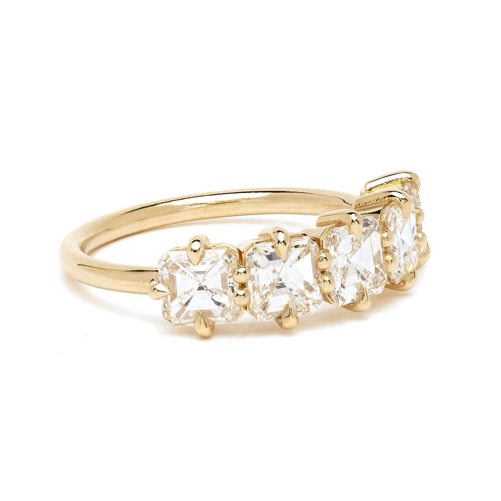 5 Stone Asscher Cut Diamond Stacking Band 2