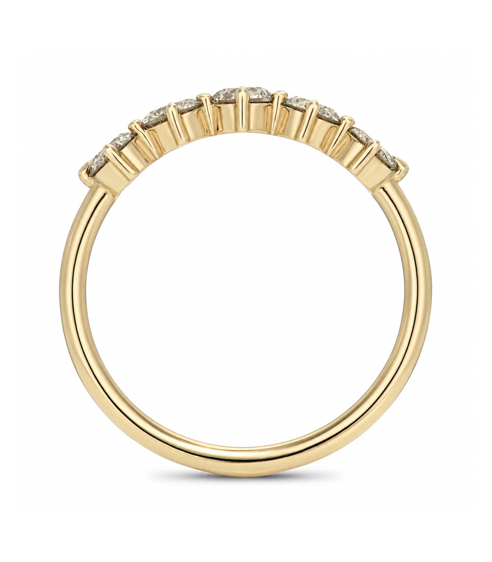 5 Stone Round Brilliant Cut Champagne Diamond Stacking Band In 14k Gold Sk R68 Band Nd Cd Br Rd Profile