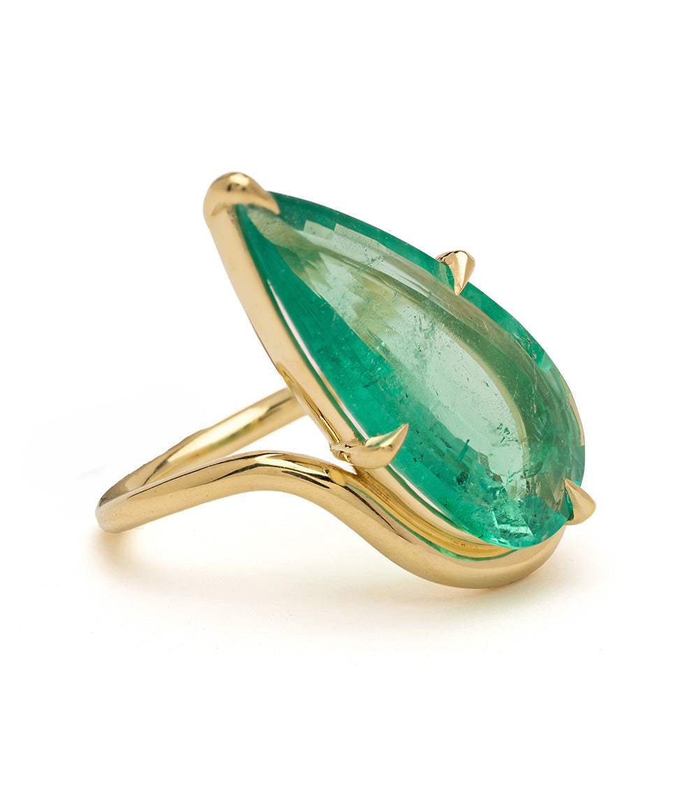 8 Carat Emerald Pear Tilted Engagement Ring 2