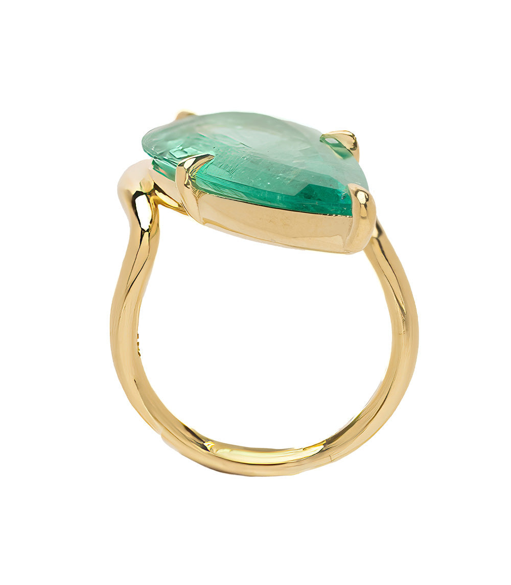 8 Carat Emerald Pear Tilted Engagement Ring 3