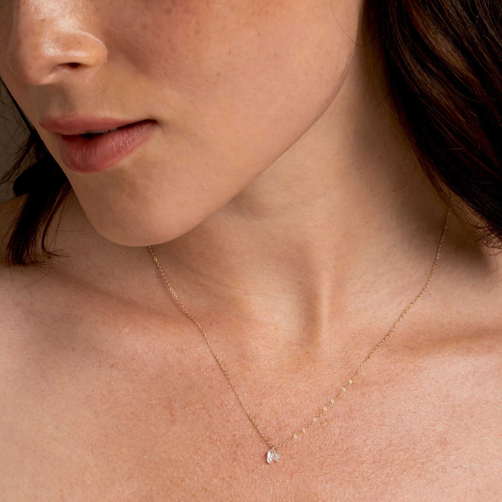 Double Drilled Diamonds Necklace