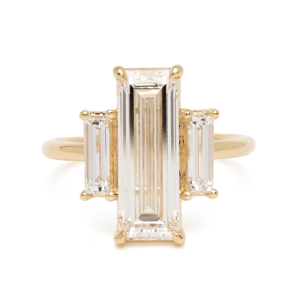 Emerald Cut Three Stone Diamond Ring Sk R124 Lgd Ns Bg 3.23 A