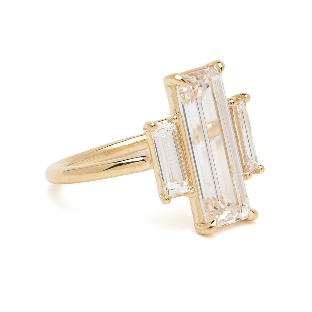 Emerald Cut Three Stone Diamond Ring Sk R124 Lgd Ns Bg 3.23 B