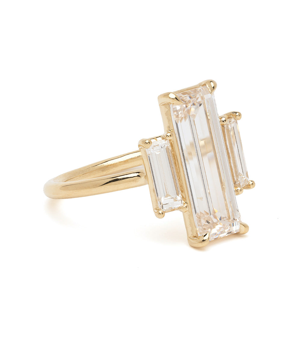 Emerald Cut Three Stone Diamond Ring Sk R124 Lgd Ns Bg 3.23 B