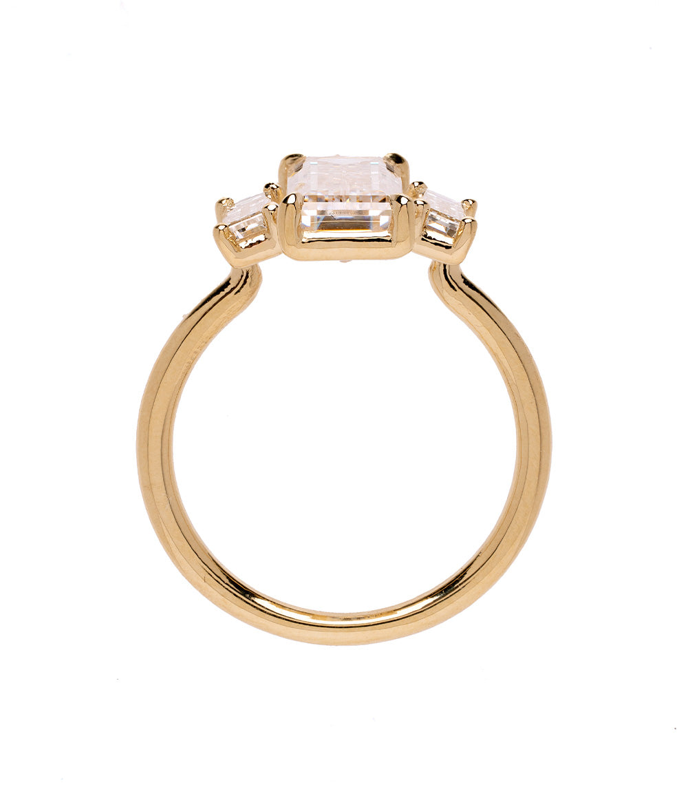 Emerald Cut Three Stone Diamond Ring Sk R124 Lgd Ns Bg 3.23 C