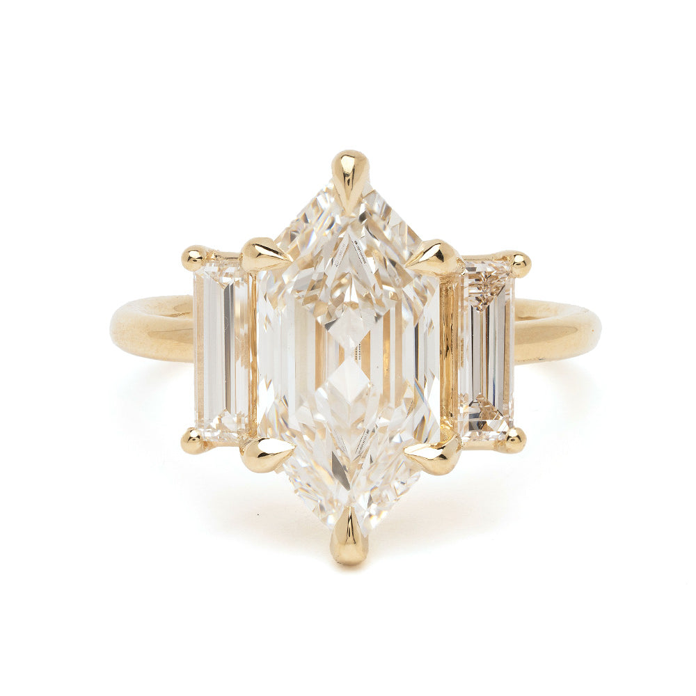 Hexagon Three Stone Diamond Ring Sk R124 Lgd Ns Hex 3.51 A