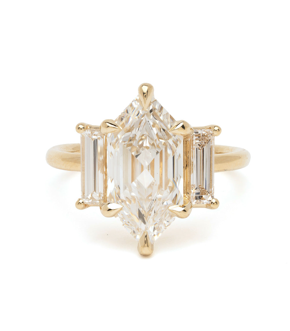 Hexagon Three Stone Diamond Ring Sk R124 Lgd Ns Hex 3.51 A