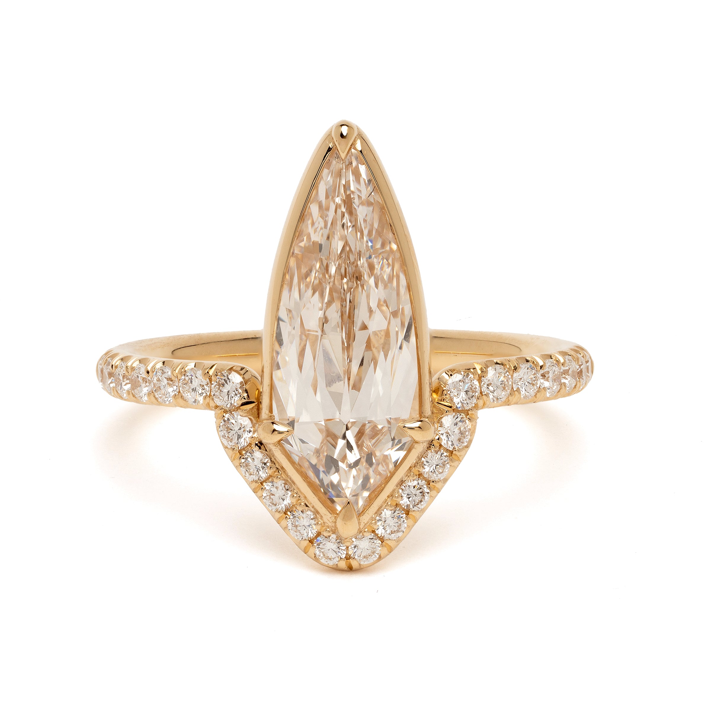 Kite Shape Diamond Alternative Engagement Ring Champagne A