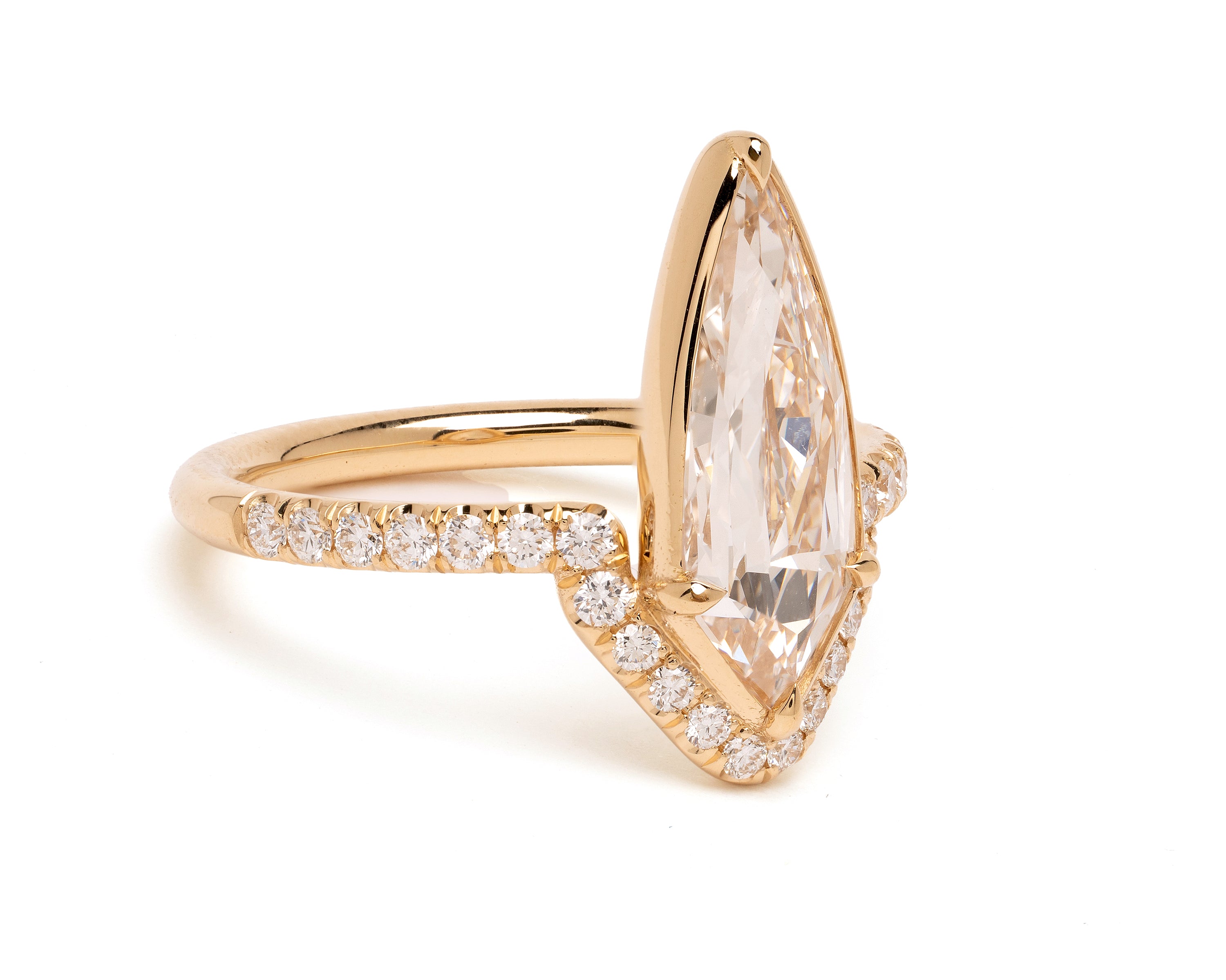 Kite Shape Diamond Alternative Engagement Ring Champagne B