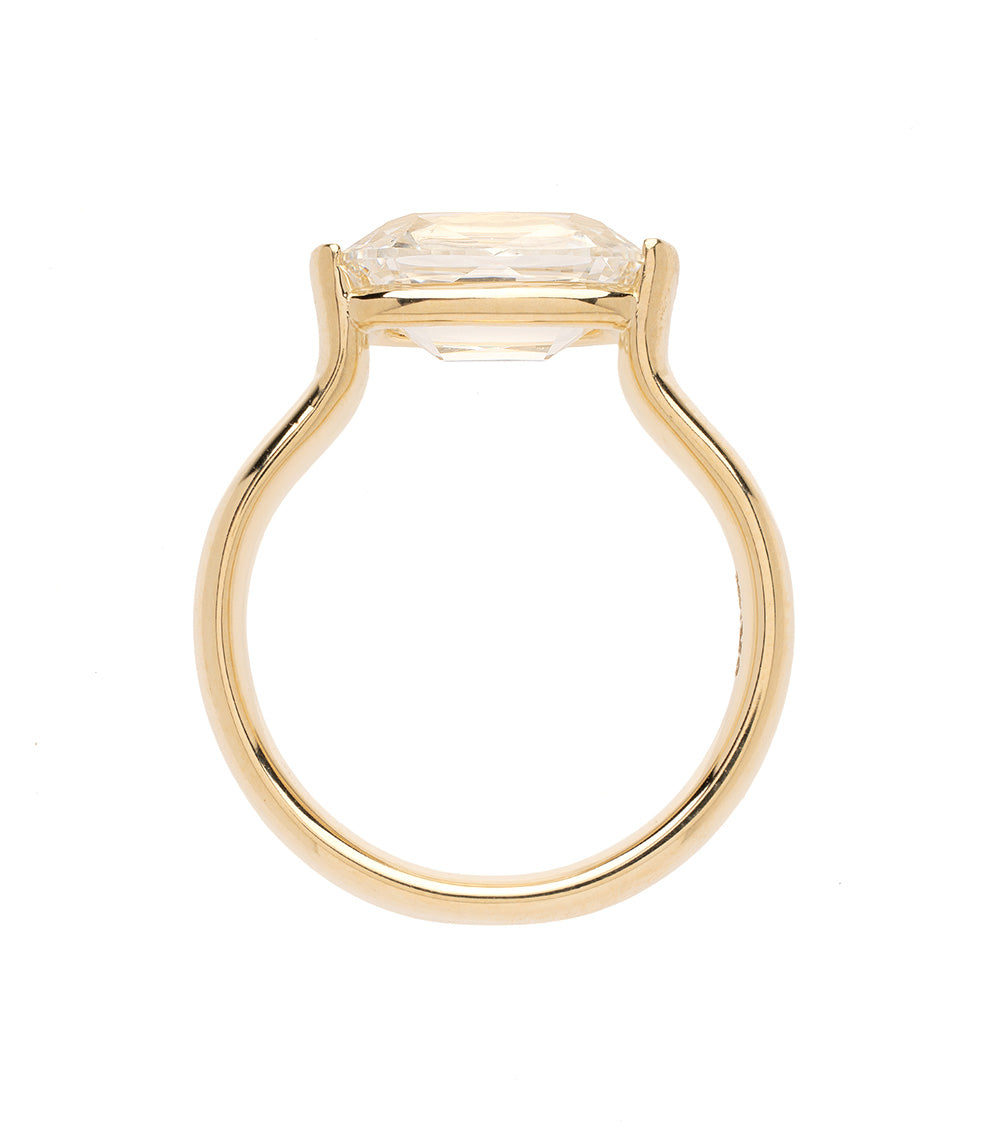 Old Mine Cut East West Elongated Cushion Thick Gold Engagement Ring 3
