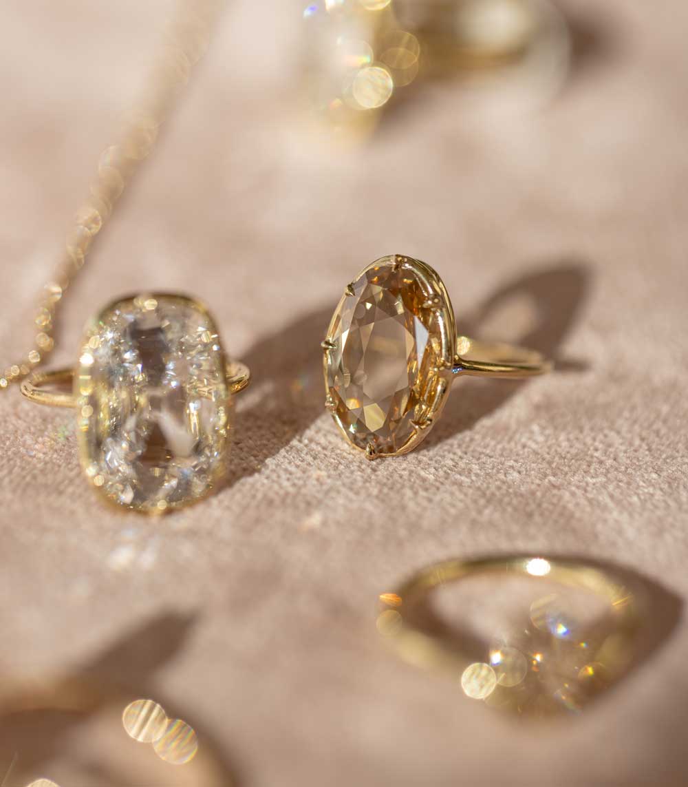 Sk R117 Nd Oc 3.60 Handmade Natural Champagne Diamond One Of A Kind Vintage Inspired Engagement Ring