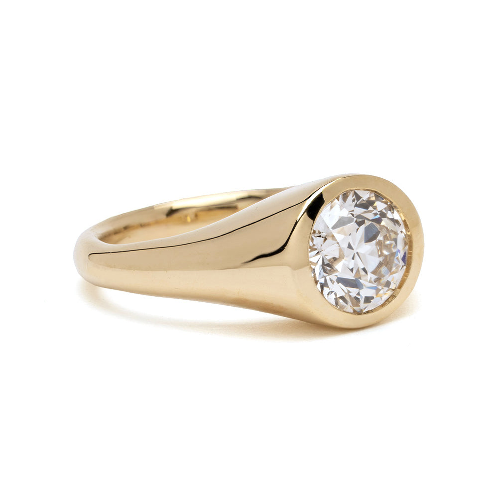 Sk R121 Chunky Gold Pinky Ring Old European Diamond 2