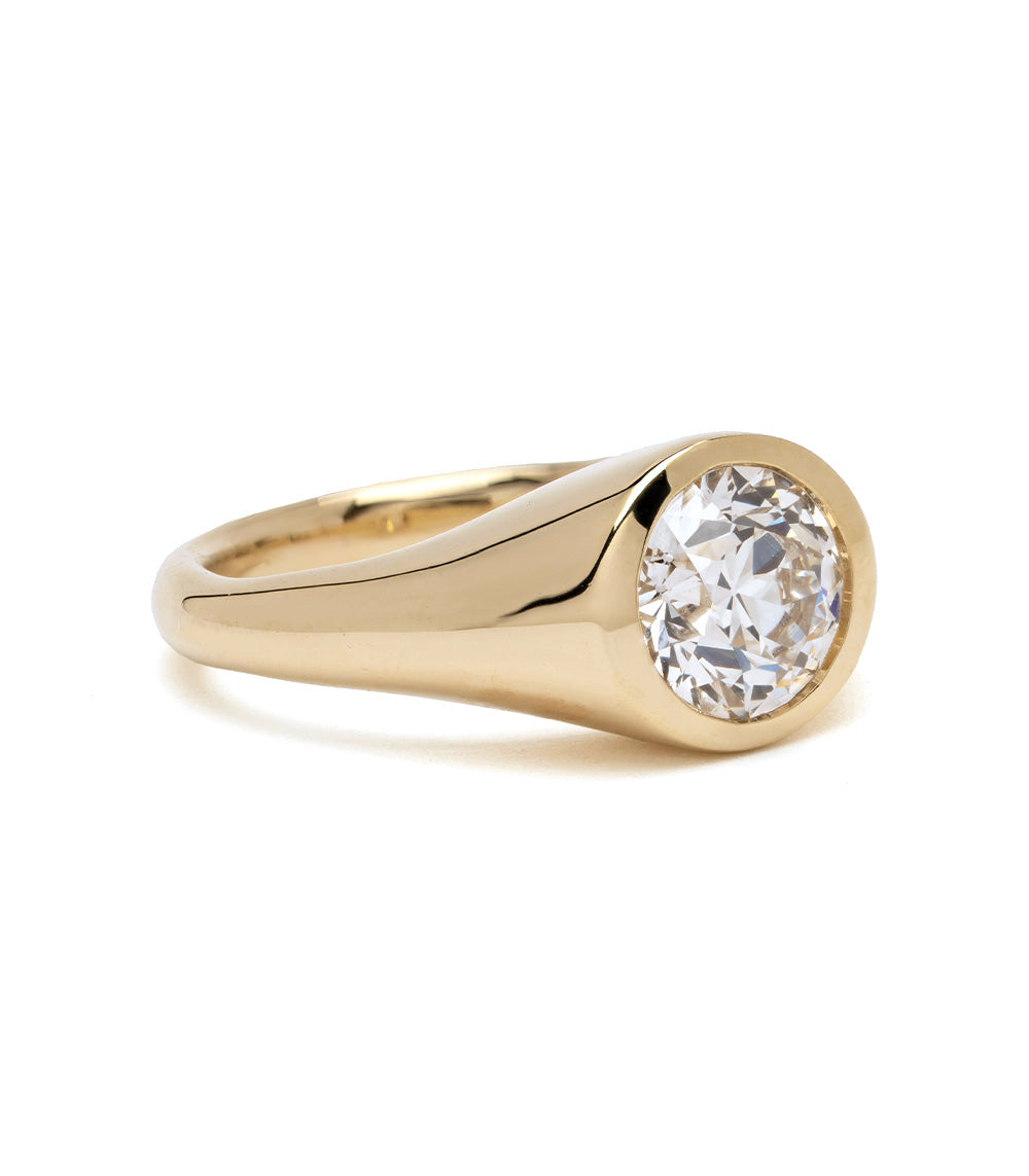 Sk R121 Chunky Gold Pinky Ring Old European Diamond 2