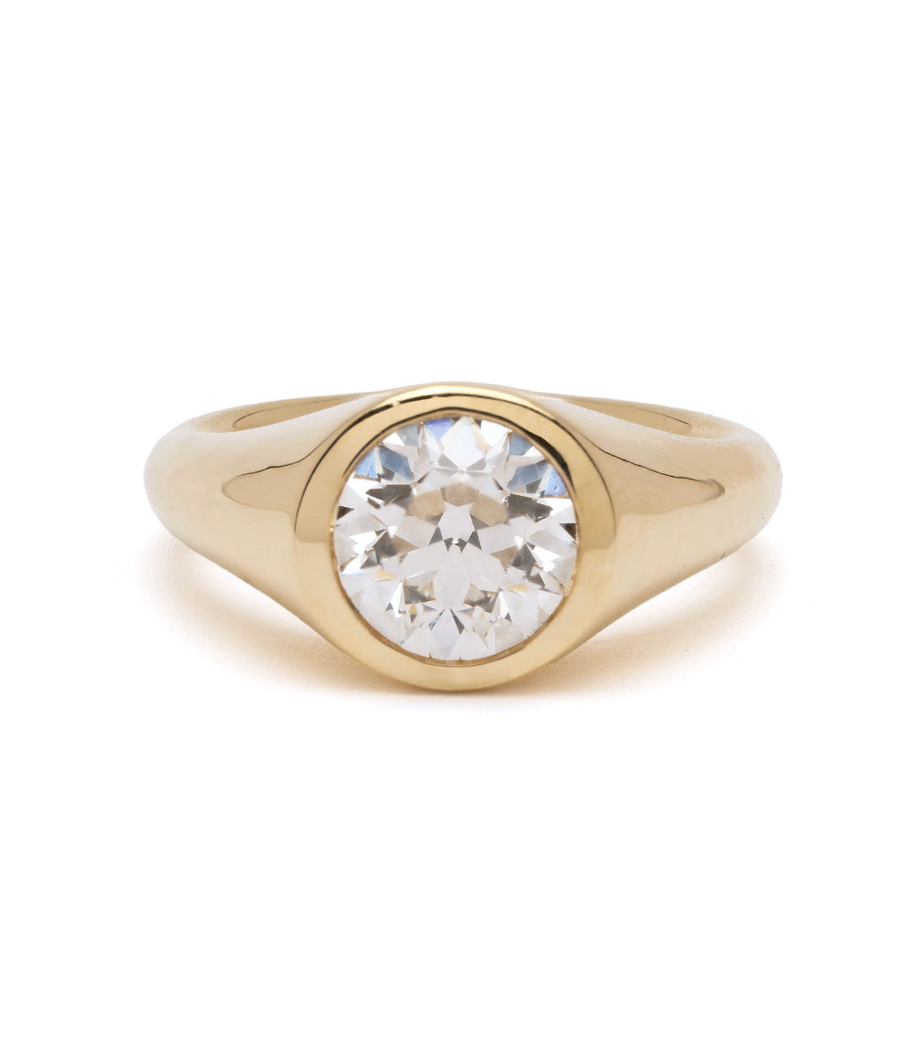 Sk R121 Chunky Gold Pinky Ring Old European Diamond