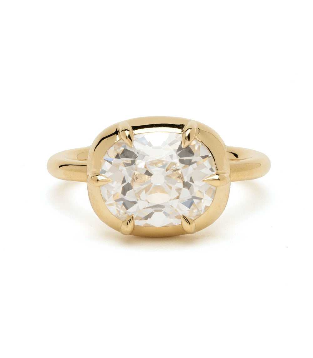 Antique Button Back Cushion Lab Diamond Engagement Ring 1