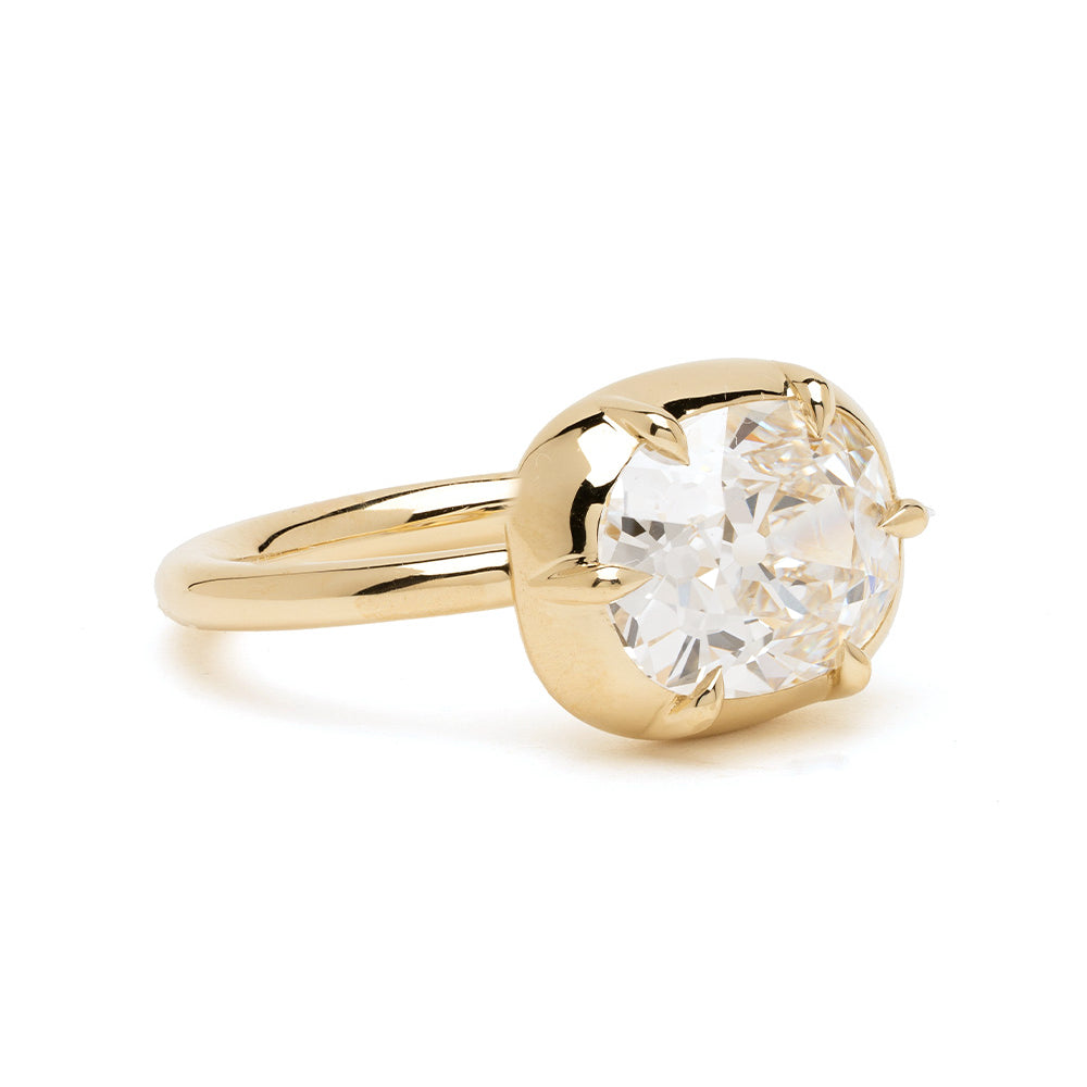 Antique Button Back Cushion Lab Diamond Engagement Ring 2