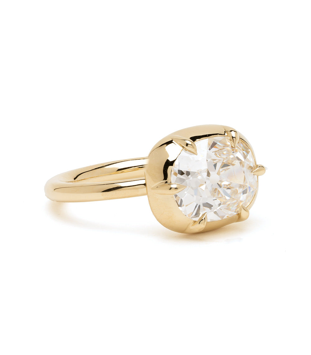 Antique Button Back Cushion Lab Diamond Engagement Ring 2