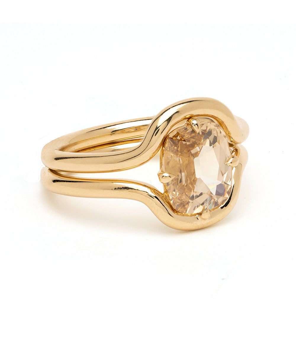 Antique Cushion Champagne Diamond Engagement Ring