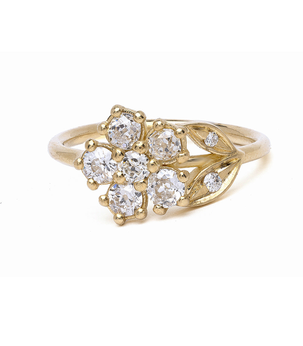 Antique Inspired Flower Ring With Diamonds