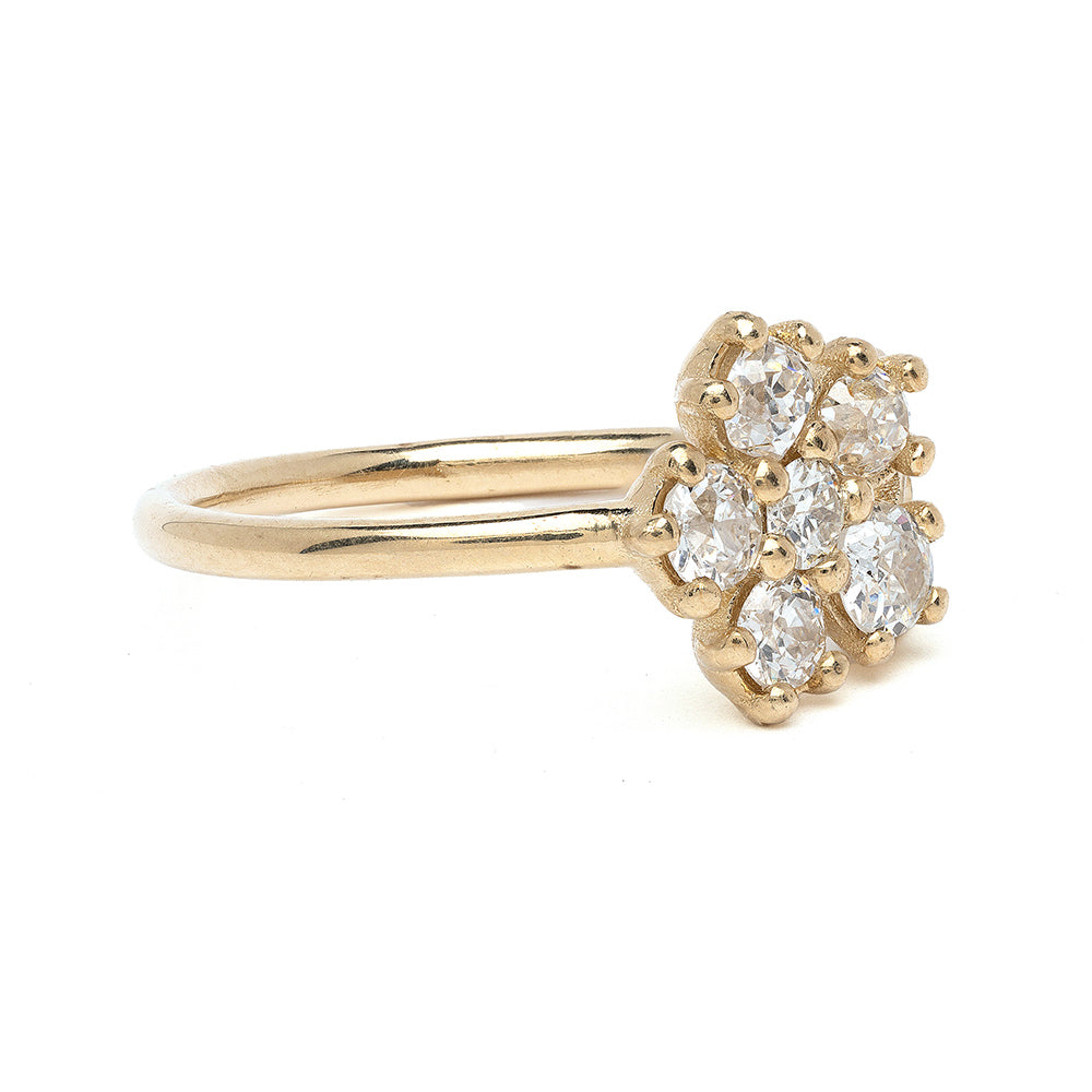 Antique Inspired Flower Ring With Diamonds